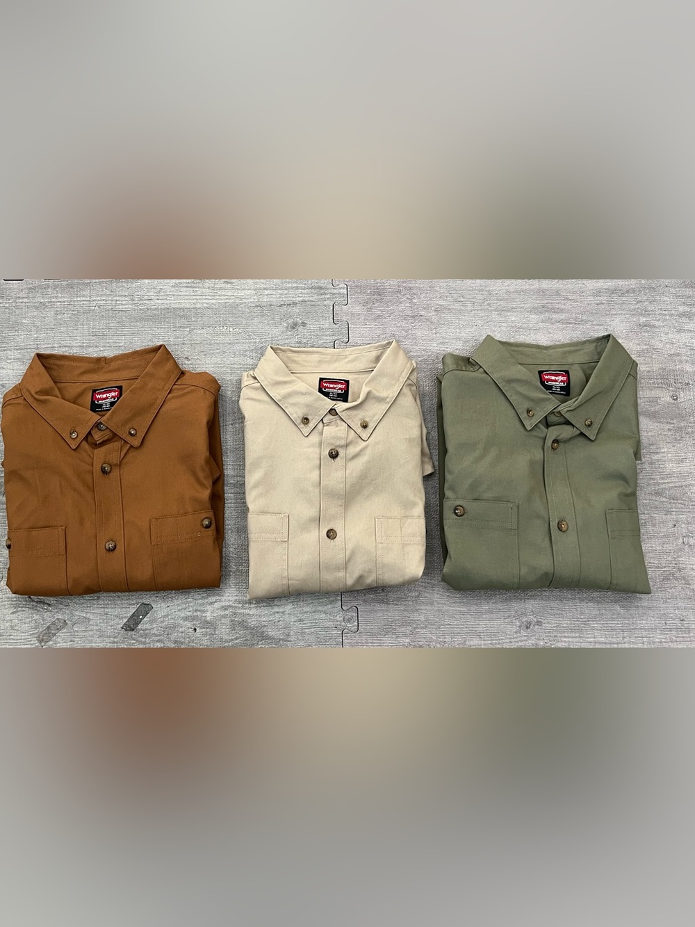Wrangler Workwear Men’s XL Cotton Twill Button-Front Work Shirts Lot of 3